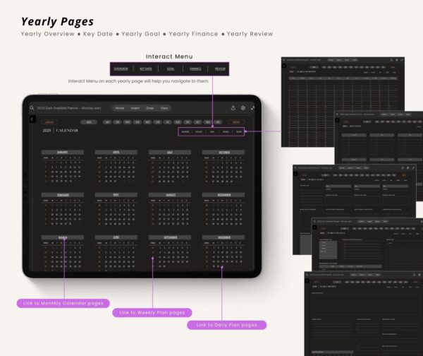 2025 OneNote Planner - Dark Mode