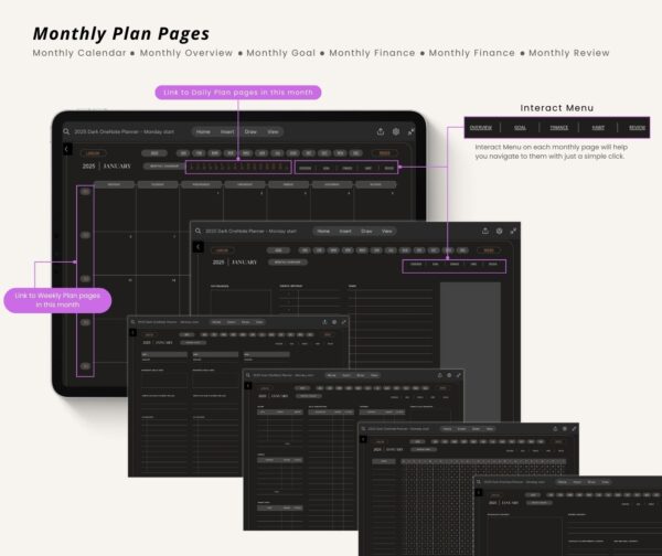 2025 OneNote Planner - Dark Mode