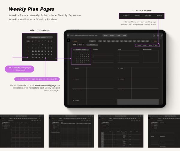 2025 OneNote Planner - Dark Mode