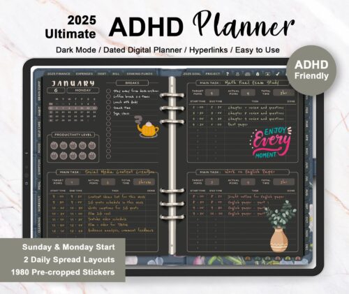 2025 ADHD Planner - Dark Mode