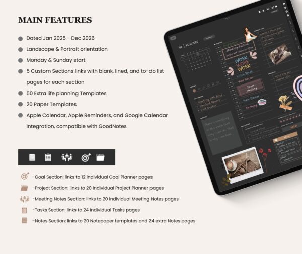 Minimalist Digital Planner - Dark