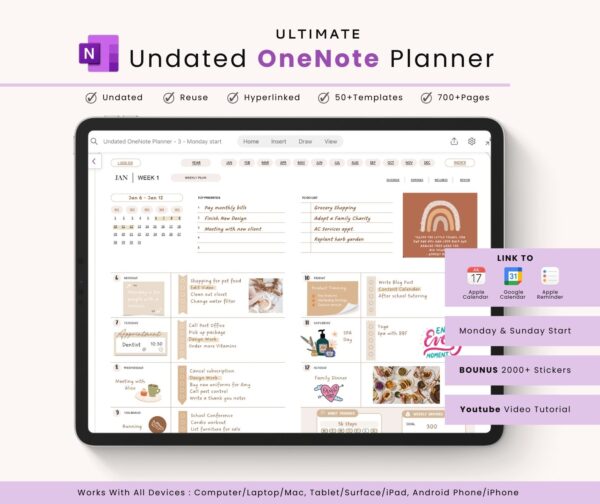 Undated Minimalist OneNote Planner